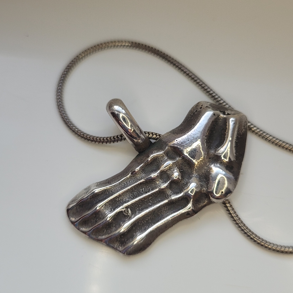 Silver Skeleton Foot Pendant Necklace